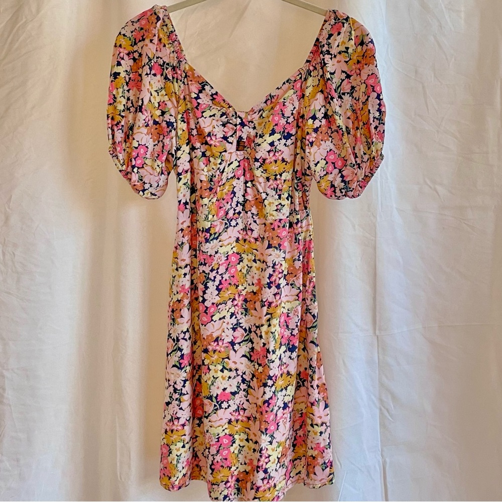NWOT Billabong Sweetheart Neckline Puff Sleeve Floral Mini Dress - Picture 15 of 15
